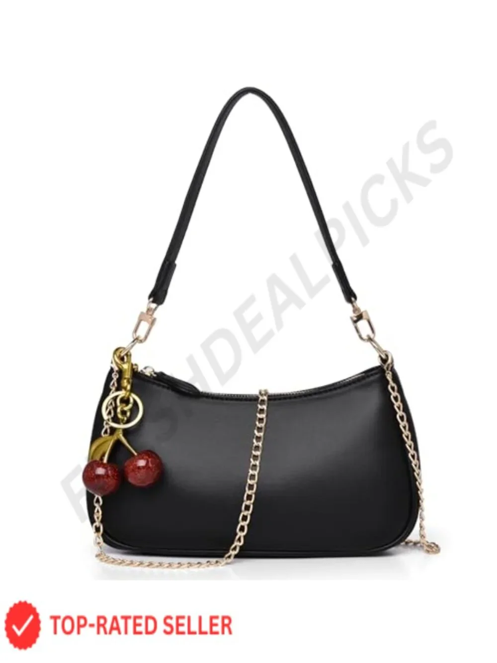 Women's Cute Cherry Hobo Shoulder Bag Faux Leather Crossbody Purse Retro Clutch